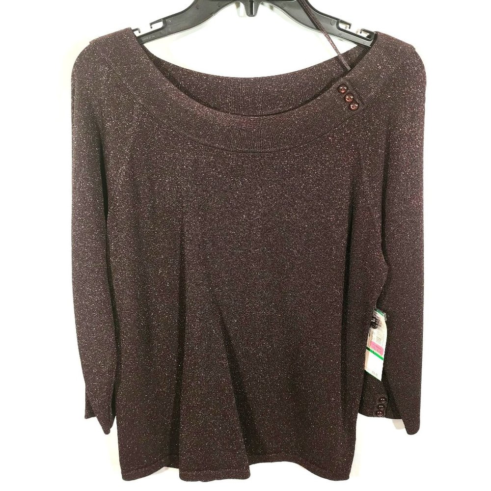 Jones New York Signature Brown Copper‎ Accent Sweater Size Large